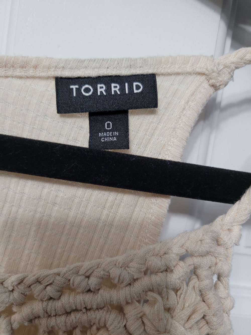 torrid Cream Crochet Yoke Top - Picture 2 of 3